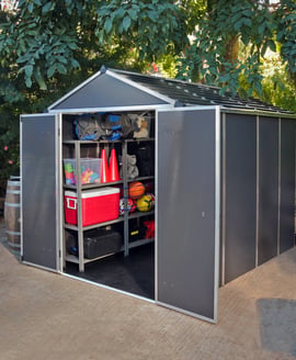 Palram Canopia 6x10 Plastic Rubicon Dark Grey Shed