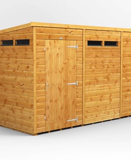 Power 10x4 Pent Security Shed Single Door