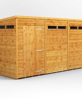 Power 12x4 Pent Security Shed Single Door