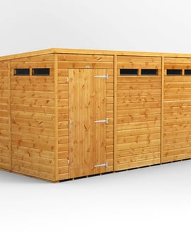 Power 12x6 Pent Security Shed Single Door