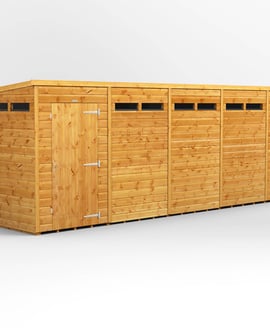 Power 18x4 Pent Security Shed Single Door