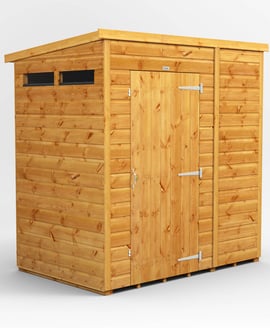 Power 6x4 Pent Security Shed Single Door