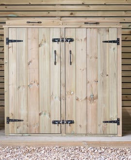 Garden Village Double Wooden Wheelie Bin Store 240 Litre
