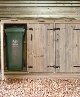 Garden Village Triple Wooden Wheelie Bin Store 140 Litre