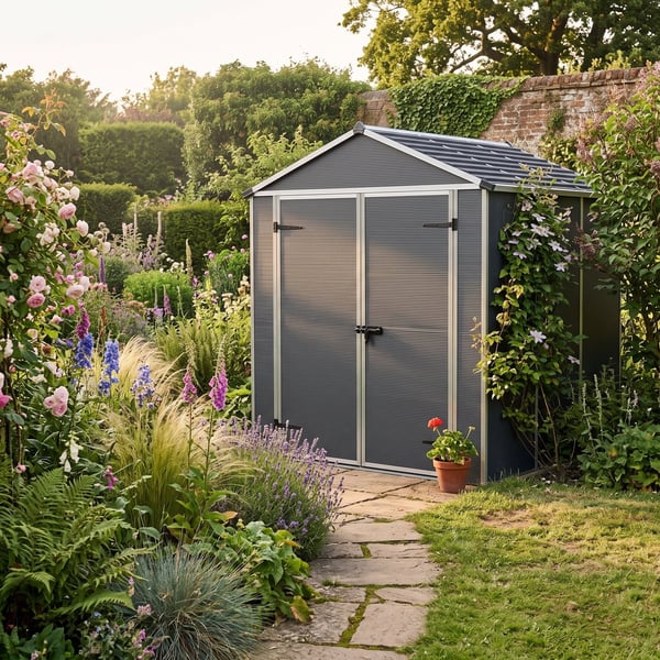Palram Rubicon 6x8 plastic shed with included floor