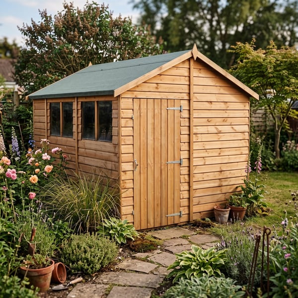 Power 10x8 overlap apex wooden shed