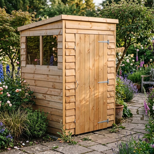 Power 6x4 overlap pent wooden shed