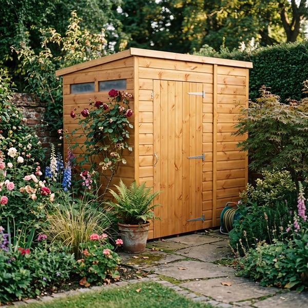 Power 6x4 pent wooden security shed