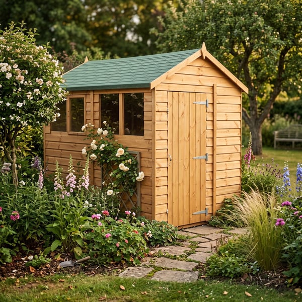 Power 8x6 overlap apex shed for Welsh planning comparison
