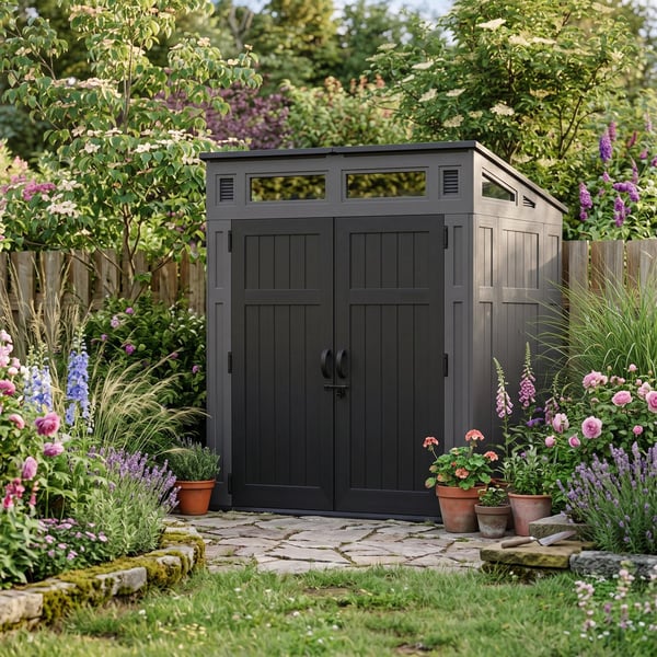 Suncast Modernist 6x5 black resin shed