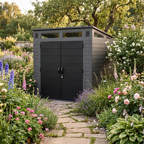 Suncast Modernist 7x7 plastic shed with reinforced floor